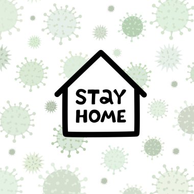 Corona virüsü tipografi poster tasarımında yazılıdır. Gezegeni Corona virüsünden kurtarın. Güvende olun, evde kalın..