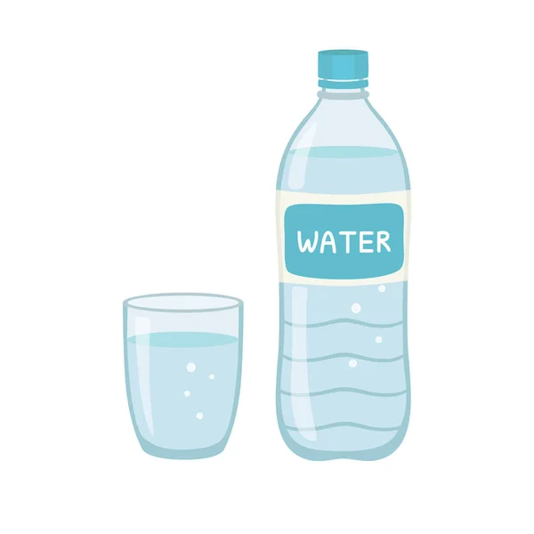 Bottle water natural and glass. Vector illustration isolated on white background. — Stock Vector