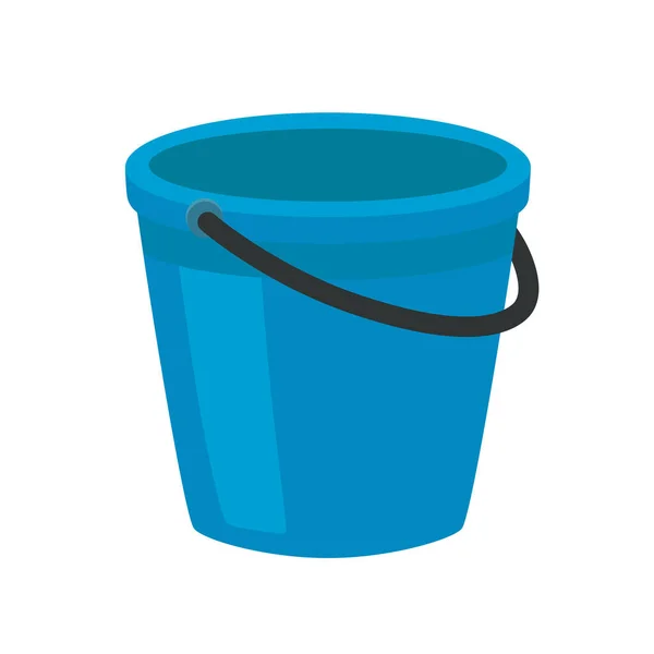 Blue plastic bucket with a black handle. Isolated white background. A bucketful for washing food, water and drink. Household chores pail. — Stock Vector