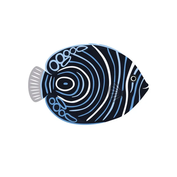 Ikan adalah kaisar gelap vektor angelfish ilustrasi - Stok Vektor