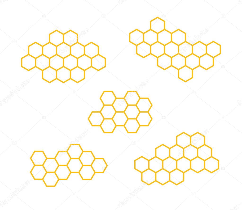 Set icons honeycomb. Vector illustration isolated on white background. EPS10