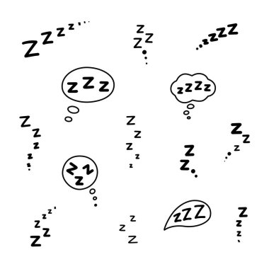Set of zzz sleep icon. Hand drawn zzzz in speech bubble clipart