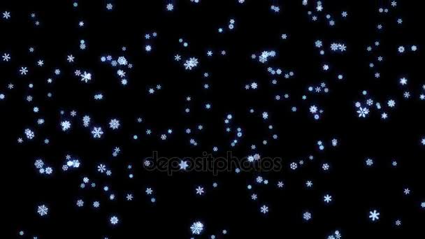 Particules de flocons de neige tombées sur écran noir — Video