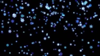 Kar taneleri parçacıklar siyah ekranda aşağı düşmüş