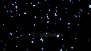 Kar taneleri parçacıklar siyah ekranda aşağı düşmüş