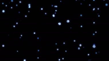 Kar taneleri parçacıklar siyah ekranda aşağı düşmüş