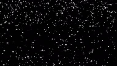 Kar taneleri parçacıklar siyah ekranda aşağı düşmüş