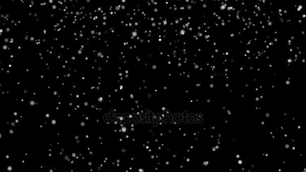 Particules de flocons de neige tombées sur écran noir 