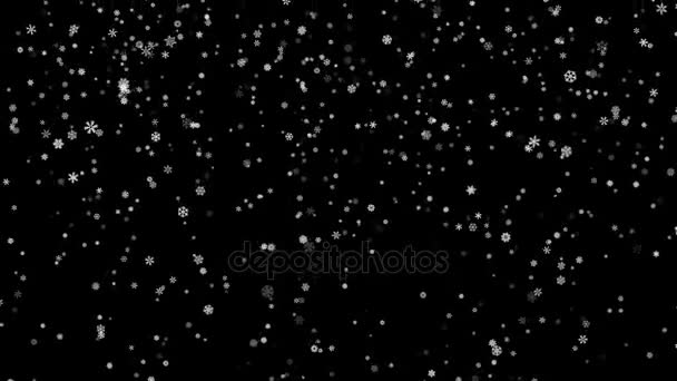 雪粒子黒い画面に倒れて — ストック動画