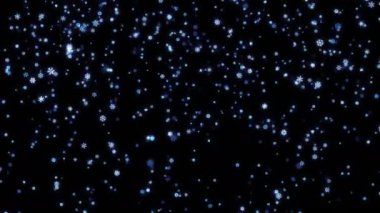 Kar taneleri parçacıklar siyah ekranda aşağı düşmüş