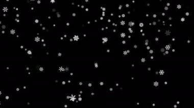 Kar taneleri parçacıklar siyah ekranda aşağı düşmüş