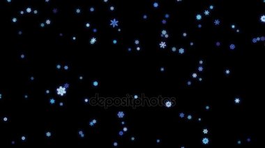 Kar taneleri parçacıklar siyah ekranda aşağı düşmüş