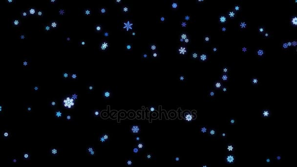 Fiocchi di neve particelle cadute sullo schermo nero — Video Stock