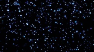 Kar taneleri parçacıklar siyah ekranda aşağı düşmüş