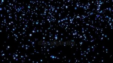 Kar taneleri parçacıklar siyah ekranda aşağı düşmüş