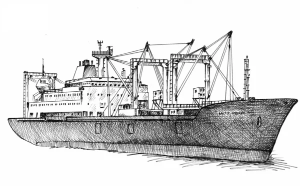 Φορτηγό πλοίο, σημαιοφόρος της Βαλτικής προς τα εμπρός — Φωτογραφία Αρχείου