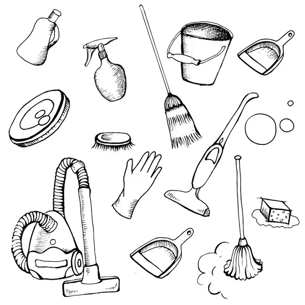 Set icono de servicio de limpieza — Vector de stock