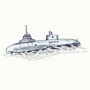 The nuclear submarine surfaced from the depths of the sea clipart