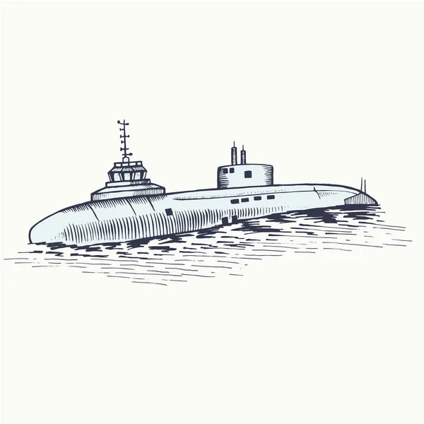 The nuclear submarine surfaced from the depths of the sea — Stock Vector