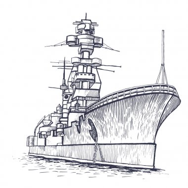 warship with a high mast clipart