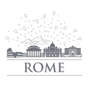Rozetleri, simgeler, İtalya'nın sembolleri Panoraması. Asil gri renk nesneleridir. Roma.