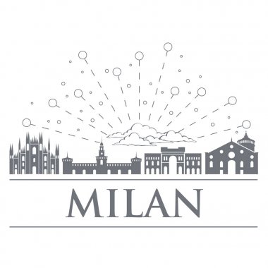 Rozetleri, simgeler, İtalya'nın sembolleri Panoraması. Asil gri renk nesneleridir. Milano kenti.