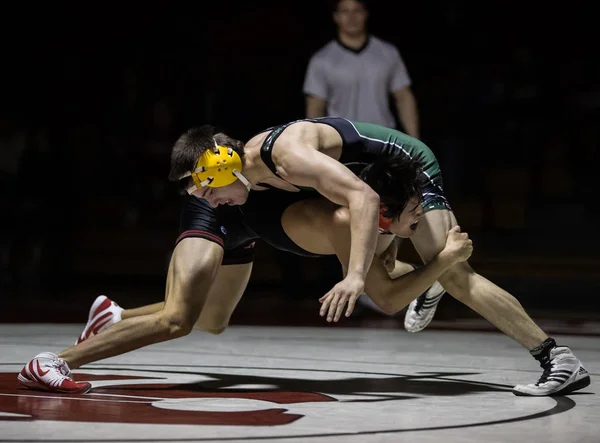 Wrestlers Wrestling Action Red Bluff Foothill High School Spotlight Palo — Photo