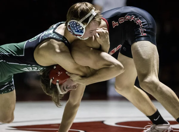 Wrestlers Wrestling Action Red Bluff Foothill High School Spotlight Palo — Photo