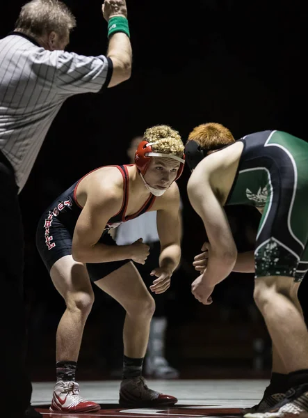 Wrestlers Wrestling Action Red Bluff Foothill High School Spotlight Palo — Photo