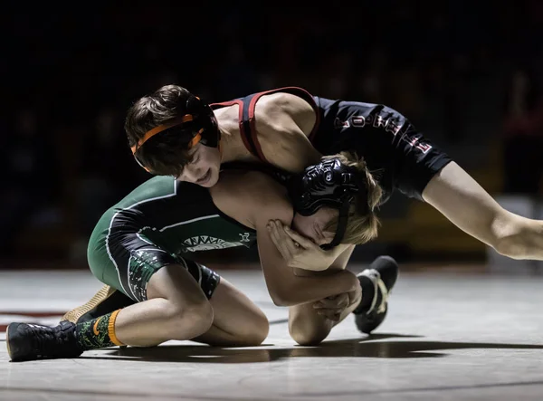 Wrestling Akce Red Bluff Podhorských Střední Školy Pod Reflektorem Palo — Stock fotografie