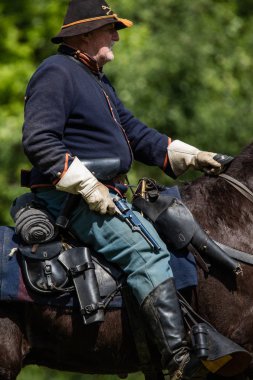 Amerikan İç Savaşı reenactors kırmızı blöf, Kaliforniya'da köpek Adası Event'de eylem. 28 Nisan 2018. 