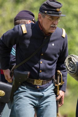 Amerikan İç Savaşı reenactors kırmızı blöf, Kaliforniya'da köpek Adası Event'de eylem. 28 Nisan 2018. 