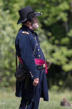 Amerikan İç Savaşı reenactors kırmızı blöf, Kaliforniya'da köpek Adası Event'de eylem. 29 Nisan 2018