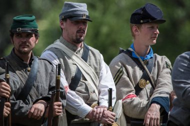 Amerikan İç Savaşı reenactor kırmızı blöf, Kaliforniya'da köpek Adası Event'de. 29 Nisan 2018