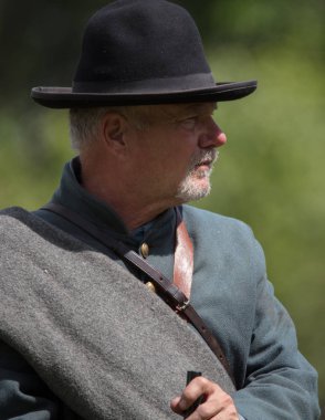 Amerikan İç Savaşı reenactor kırmızı blöf, Kaliforniya'da köpek Adası Event'de. 29 Nisan 2018