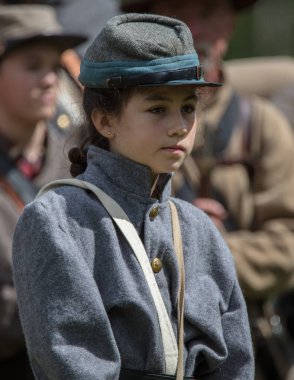 Amerikan İç Savaşı reenactor kırmızı blöf, Kaliforniya'da köpek Adası Event'de. 29 Nisan 2018