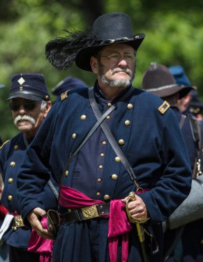 Amerikan İç Savaşı reenactor kırmızı blöf, Kaliforniya'da köpek Adası Event'de. 29 Nisan 2018