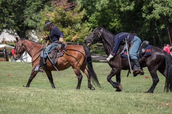 American Civil War Reenactors Action Dog Island Event Red Bluff — Stock Photo, Image