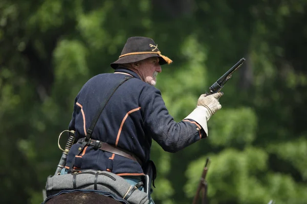 Reenactors Amerikai Polgárháborúban Harci Red Bluff California Kutya Sziget Rendezvényen — Stock Fotó