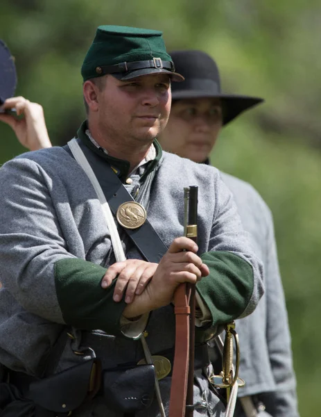 Americká Občanská Válka Reenactor Akci Psí Ostrov Red Bluff Kalifornie — Stock fotografie