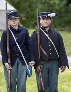 Amerikan İç Savaşı reenactors kırmızı blöf, Kaliforniya'da köpek Adası Event'de eylem. 29 Nisan 2018