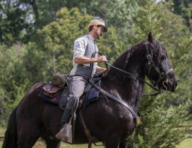 Amerikan İç Savaşı reenactors kırmızı blöf, Kaliforniya'da köpek Adası Event'de eylem. 29 Nisan 2018