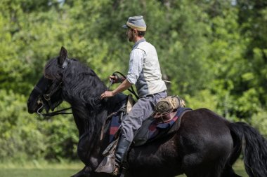 Amerikan İç Savaşı reenactors kırmızı blöf, Kaliforniya'da köpek Adası Event'de eylem. 29 Nisan 2018
