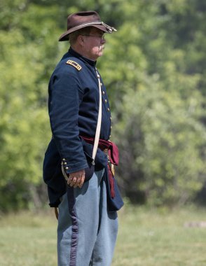 Amerikan İç Savaşı reenactors kırmızı blöf, Kaliforniya'da köpek Adası Event'de eylem. 29 Nisan 2018