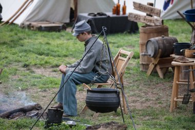 Amerikan İç Savaşı reenactors kırmızı blöf, Kaliforniya'da köpek Adası Event'de eylem. 29 Nisan 2018