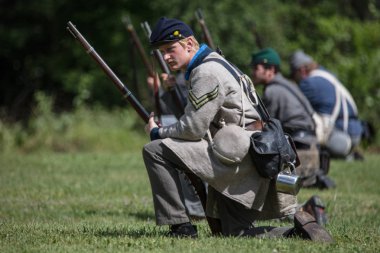 Amerikan İç Savaşı reenactors kırmızı blöf, Kaliforniya'da köpek Adası Event'de eylem.