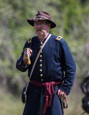 Amerikan İç Savaşı reenactors kırmızı blöf, Kaliforniya'da köpek Adası Event'de eylem. 29 Nisan 2018