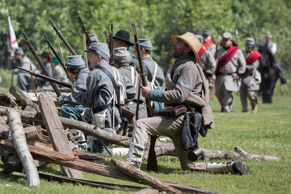 American Civil War Reenactors Action Dog Island Event Red Bluff — Stock Photo, Image