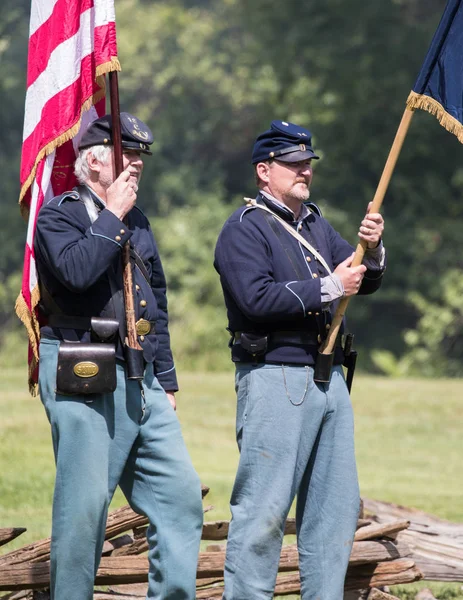 Americká Občanská Válka Reenactors Akci Akci Psí Ostrov Red Bluff — Stock fotografie