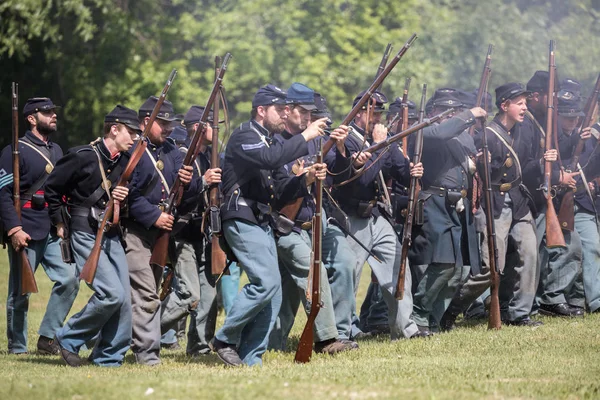 Des Reconstitutions Guerre Sécession Américaine Action Lors Événement Dog Island — Photo